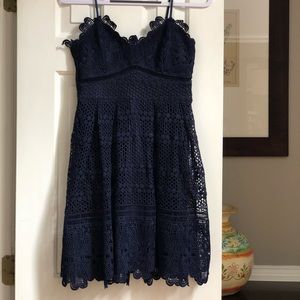 Illusion, Crochet Navy Blue Dress, Size S